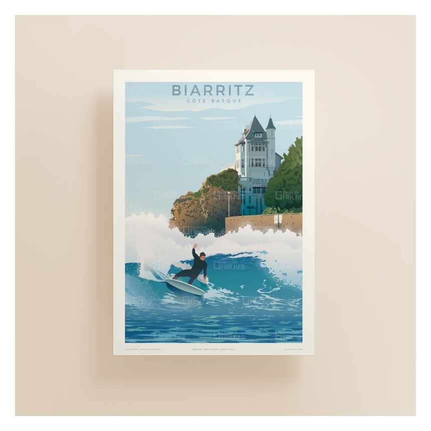 affiche-vintage-ville-biarritz-surf-edition-fricker-imprimvert-france affiche-vintage-ville-biarritz-surf-edition-fricker-imprimvert-france